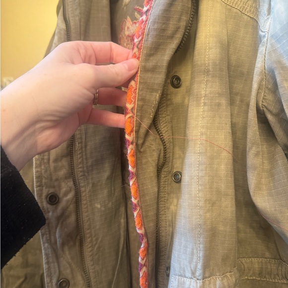 Free people embroidered green jacket size 8 - Picture 4 of 8